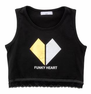 Μπλουζάκι crop top Funky 122-505103-1 μαύρο