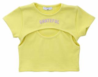 Μπλούζα crop top Funky 122-505123-2 λεμονί