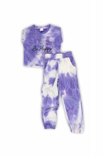 Σετ με παντελόνι φόρμας tie-dye New College 33-8479 μωβ